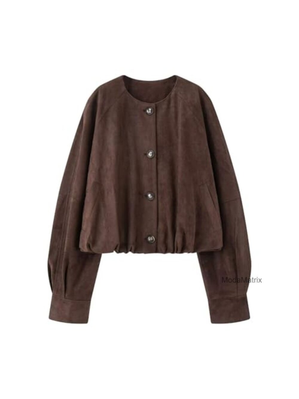 Faux Suede Button Jacket Oversized Gathered Hem Vintage Coat